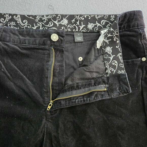 Erika Women 14 Black Straight Leg Corduroy Jeans Stretch - Picture 6 of 14